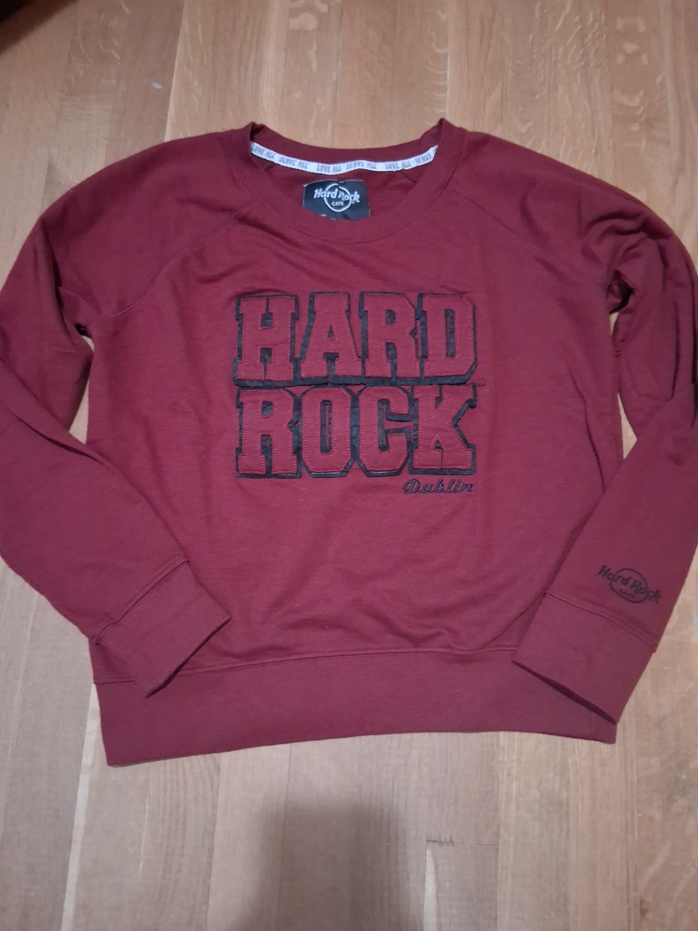 Hard Rock Cafe Burgundy Crewneck Sweatshirt with Black Logo